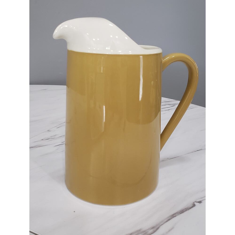 Royal China Star Glow Ice Lip Pitcher Vintage Mustard Yellow Mid Century Jug